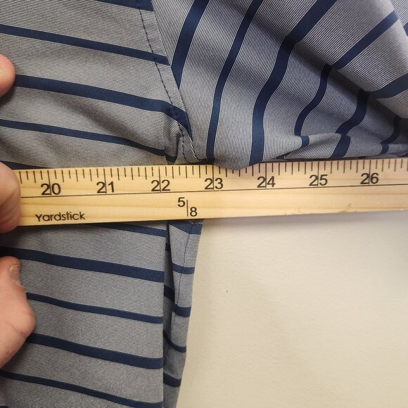 Peter Millar Men's L Polo Shirt Striped Golf Preppy Athletic L Blue Gray - Picture 5 of 7